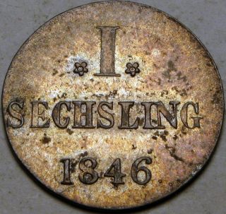 Hamburg (german City) 1 Sechsling (6 Pfennig) 1846 - Silver - Xf photo