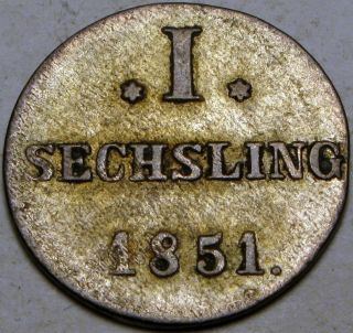 Hamburg (german City) 1 Sechsling (6 Pfennig) 1851 - Silver photo