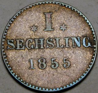 Hamburg (german City) 1 Sechsling (6 Pfennig) 1855 - Silver - Xf - photo