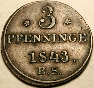 Rostock (german City) 3 Pfennig 1843 Bs - Copper photo