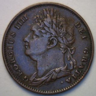 1822 Copper Farthing Great Britain Uk Coin Extra Fine photo