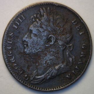 1821 Copper Farthing Great Britain Uk Coin photo
