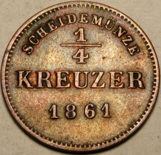 Schwarzburg - Rudolstadt (german) 1/4 Kreuzer 1861 - Copper - Friedrich Gunther photo