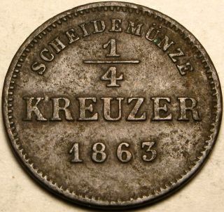 Schwarzburg - Rudolstadt (german) 1/4 Kreuzer 1863 - Copper - Friedrich Gunther photo