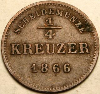 Schwarzburg - Rudolstadt (german) 1/4 Kreuzer 1866 - Copper - Friedrich Gunther photo