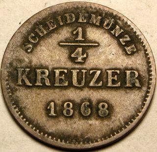 Schwarzburg - Rudolstadt (german) 1/4 Kreuzer 1868 - Copper - Albrecht photo