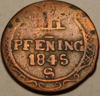 Wismar (german State) 3 Pfennig 1845 S - Copper - Friedrich Franz Ii. photo