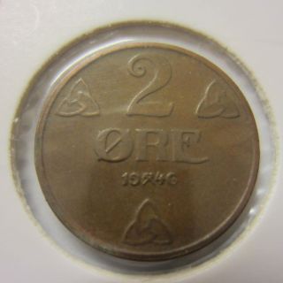 Norway 2 Ore 1946,  A Good Old Coin.  In photo