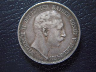 Zwei Mark 1900a German Silver Wilhelm Ii Deutscher Kaiser Konig V.  Preussen photo