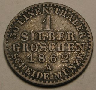 Prussia (german State) 1 Groschen 1862 A - Silver - Wilhelm I.  - Vf - photo