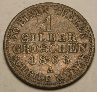 Prussia (german State) 1 Groschen 1866 A - Silver - Wilhelm I.  - Vf photo