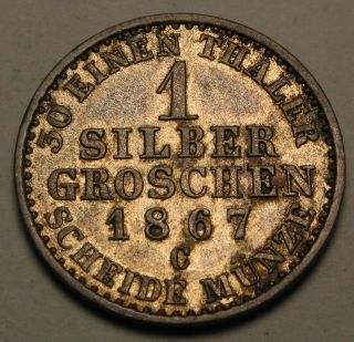 Prussia (german State) 1 Groschen 1867 C - Silver - Wilhelm I.  - Aunc photo