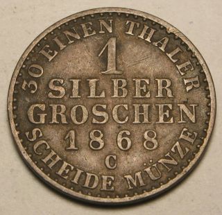 Prussia (german State) 1 Groschen 1868 C - Silver - Wilhelm I.  - Vf photo