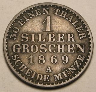 Prussia (german State) 1 Groschen 1869 A - Silver - Wilhelm I.  - Vf photo
