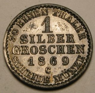 Prussia (german State) 1 Groschen 1869 C - Silver - Wilhelm I.  - Vf/xf photo