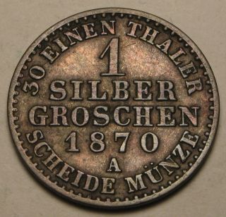 Prussia (german State) 1 Groschen 1870 A - Silver - Wilhelm I.  - Vf photo