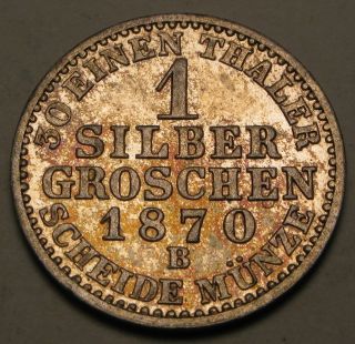 Prussia (german State) 1 Groschen 1870 B - Silver - Wilhelm I.  - Aunc photo