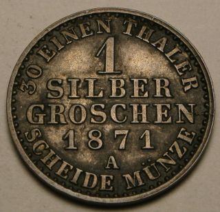 Prussia (german State) 1 Groschen 1871 A - Silver - Wilhelm I.  - Vf photo