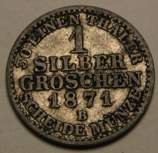 Prussia (german State) 1 Groschen 1871 B - Silver - Wilhelm I.  - Vf photo
