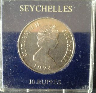 1974 Seychelles Coin - 10 Rupees Asw=.  841 photo