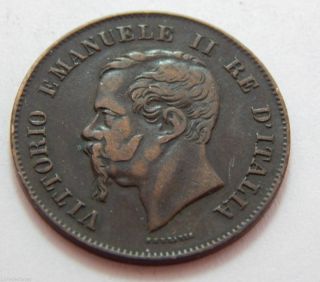 1861m Italy Copper 5 Centesimi Coin - Xf Detail photo