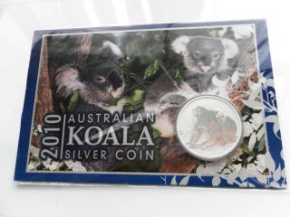 2010 Australian Koala 1oz Silver Coin Illustrated Presentation Card Specimen photo