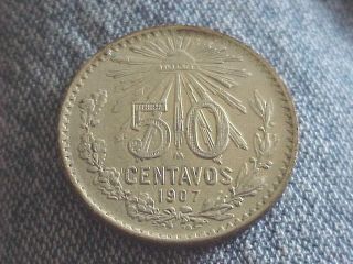 . 800 Silver 1907 Mexico 50 Centavos photo