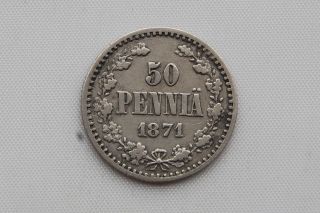 Finland Russia 50 Pennia 1871 Aleksander Ii Vf photo
