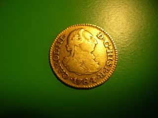 Spain 1/2 Escudo Gold Doubloon 1784 Carolus Iii.  M - Jd.  Vf. photo