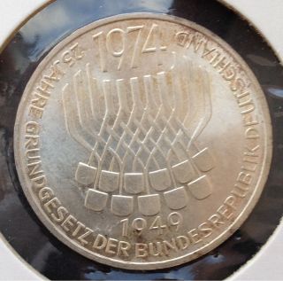 Germany 5 Mark 1974 - 25th Anniversary - Constitutional Law photo