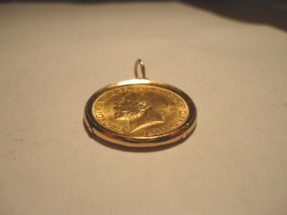 1912 Great Britain Full Sovereign 22k Gold Coin Pendant 21mm 10.  7 Grams photo