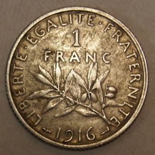 France - 1 Franc - 1918 - Ef Xf -.  835 Silver &.  1342 Oz Asw photo