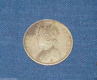 Vintage Antique British - India Victoria Empress One Rupee Silver Coin 1893 photo