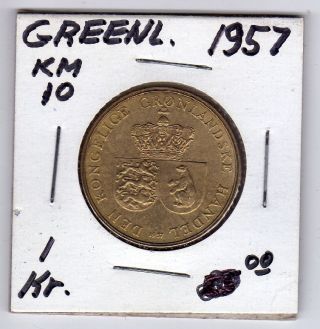 Greenland 1 Krone 1957 Xf photo