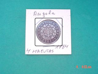 Angola - 4 Macutas 1784 Silver Coin D.  Maria I - D.  Pedro Iii Very Rare photo