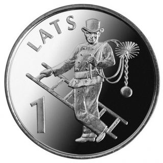 Latvian 1 Lat Coin Chimney - Sweep 2008 photo