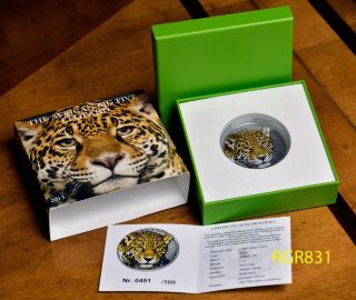 2013 Cameroon Leopard Colored African Big Five 1 Oz.  999 Silver Coin 1000 Francs photo