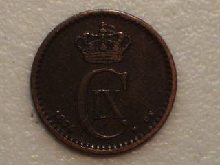 1874 Denmark 1 Ore,  World Coin photo