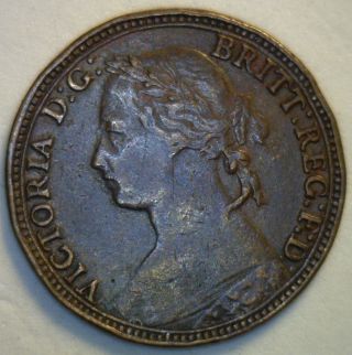 1879 Bronze Farthing Great Britain Uk Coin Extra Fine photo