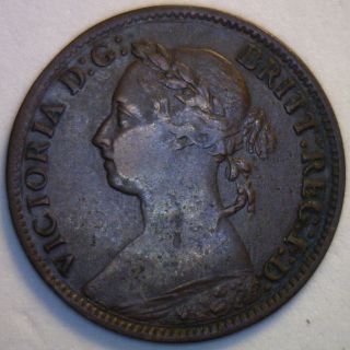 1883 Bronze Farthing Great Britain Uk Coin Extra Fine photo