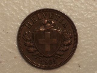 1931 B Switzerland 2 Rappen,  World Coin photo