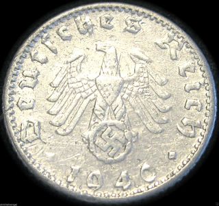 Germany - German Third Reich 1940d 50 Reichspfennig Coin - World War 2 Coin photo