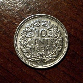 1936 Netherlands 10 Cents photo