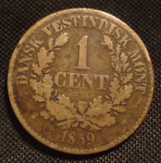 Danish West Indies 1859 1 Cent Collectable Grade Coin photo