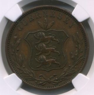 Guernsey 8 Doubles,  1858,  Km - 3,  Choice Xf photo