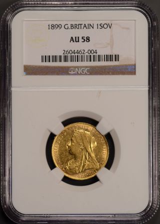 1899 Great Britain Sovereign Ngc Au 58 photo
