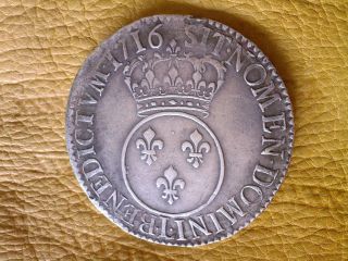 France 1716 - 1 Ecu - Silver,  41mm,  30.  30g,  Good Rare photo