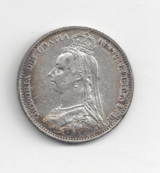1892 Great Britain Silver Sixpence Mature Queen Victoria S&h photo