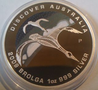 2009 Australia Brolga - 1 Dollar 1 Oz Silver Colored Color Discover Australia photo