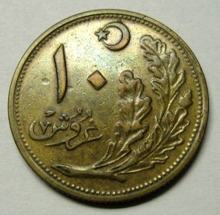 Turkey 10 Kurus Coin 1341 - 1922 Km 832 (a1) photo
